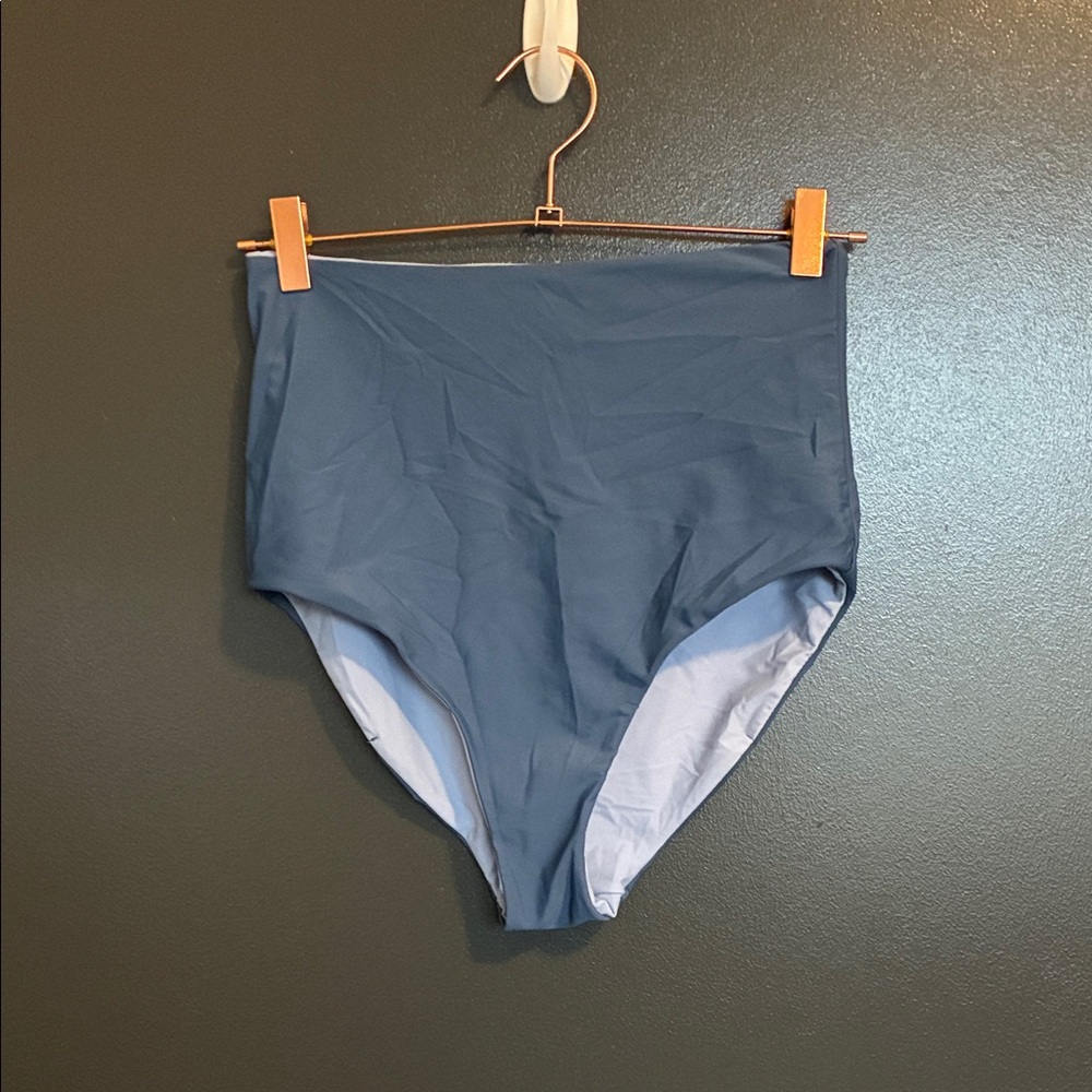 NWT Coral Reef High Waisted Swim Blue  Briefs Bottoms Sz S